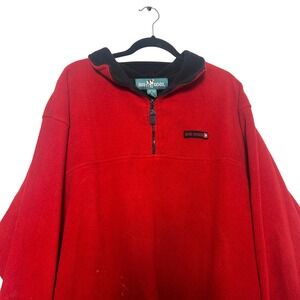 Vintage Big Dogs Red Fleece Pullover Sweatshirt 1/4 Zip Mens XL‎